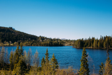  beautiful blue lake in swedish landscape
