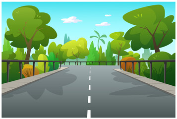 Canvas Print - Vector illustration of trees and pathways.