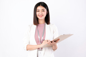 Working Woman holding folder with smart look