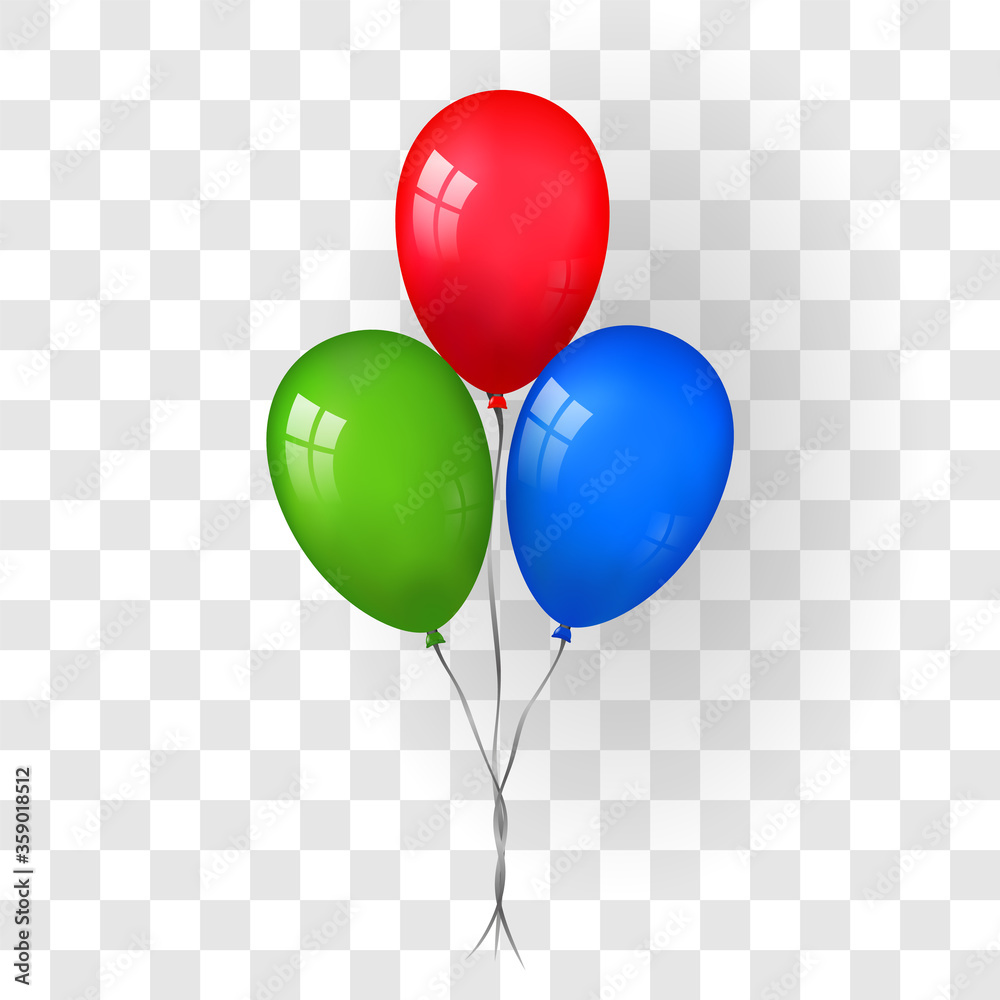 Balloons Thread Balloons 3D bunch set, thread, isolated white transparent background ...