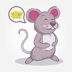 Wall Mural - Mouse cute illustration hand-drawn style