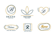 Line Style Elegant Minimal Logos Set Of Six