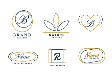 Wall Mural - line style elegant minimal logos set of six