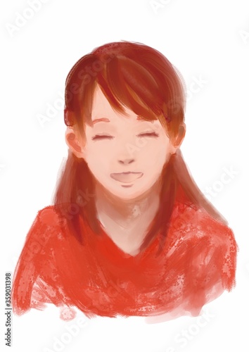 笑顔の女性のイラスト 手書き風 Stock Illustration Adobe Stock