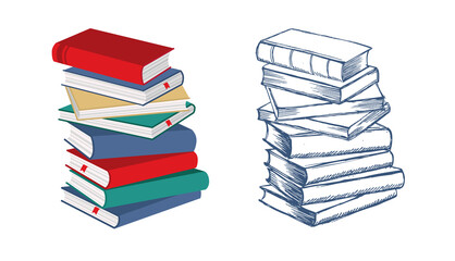 Wall Mural - Stack of books vector illustration.