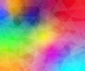 Wall Mural - Abstract multi colored polygon, low polygon background. Transfusion of color. All the colors of the rainbow. Multicolor.Low poly style. Geometric Pattern.