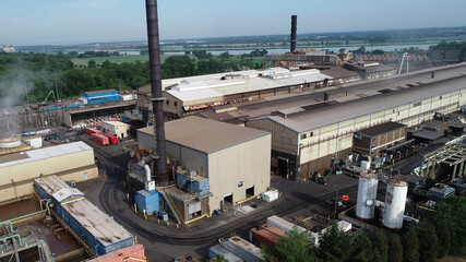 Aerial view of Steel Mill in Operation