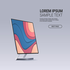 Poster - modern computer monitor with colored screen realistic mockup gadgets and devices concept copy space 
