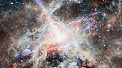 Wall Mural - space landscape with nebula and pulsar. elements of this image furnished by nasa