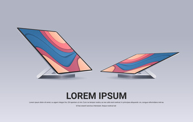 Poster - modern computer monitor with colored screen realistic mockup gadgets and devices concept different a