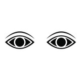 Fototapeta Zachód słońca - Black Eyes And Eyebrows Icon Vector Illustration View Eyeballs Circle Sight Vision Symbol