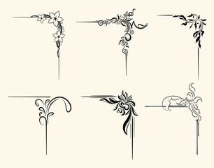 Set of decorative corners, design elements, elegant borders for your design, vector illustration