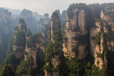Fototapeta Desenie - Tall sandstone pillars in Wulingyuan Scenic and Historic Interest Area in Zhangjiajie National Forest Park in Hunan province, China
