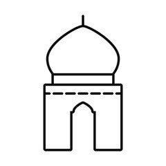 Poster - Eid mubarak mosque line style icon vector design