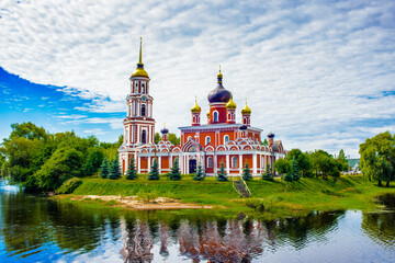 it's resurection cathedral, an orthodox church in staraya russa, a town in novgorod district, russia