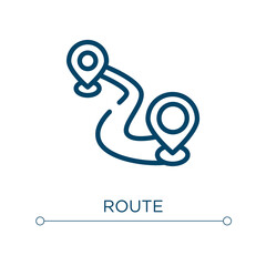 Poster - Route icon. Linear vector illustration. Outline route icon vector. Thin line symbol for use on web and mobile apps, logo, print media.