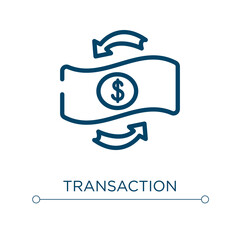 Fototapete - Transaction icon. Linear vector illustration. Outline transaction icon vector. Thin line symbol for use on web and mobile apps, logo, print media.