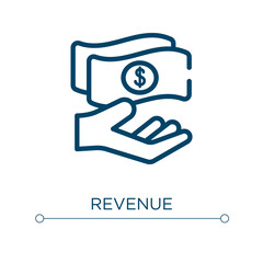 Poster - Revenue icon. Linear vector illustration. Outline revenue icon vector. Thin line symbol for use on web and mobile apps, logo, print media.