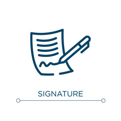 Poster - signature icon. linear vector illustration. outline signature icon vector. thin line symbol for use 