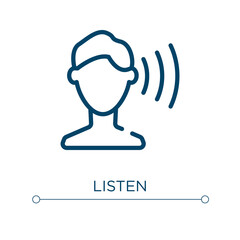 Poster - listen icon. linear vector illustration. outline listen icon vector. thin line symbol for use on web