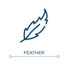 Poster - Feather icon. Linear vector illustration. Outline feather icon vector. Thin line symbol for use on web and mobile apps, logo, print media.