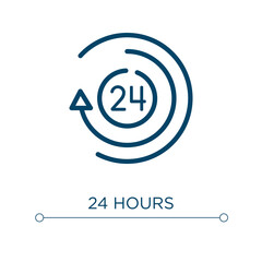 Poster - 24 hours icon. Linear vector illustration. Outline 24 hours icon vector. Thin line symbol for use on web and mobile apps, logo, print media.