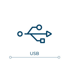 Poster - Usb icon. Linear vector illustration. Outline usb icon vector. Thin line symbol for use on web and mobile apps, logo, print media.