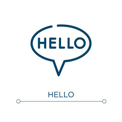 Poster - Hello icon. Linear vector illustration. Outline hello icon vector. Thin line symbol for use on web and mobile apps, logo, print media.