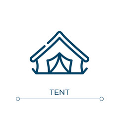 Poster - Tent icon. Linear vector illustration. Outline tent icon vector. Thin line symbol for use on web and mobile apps, logo, print media.