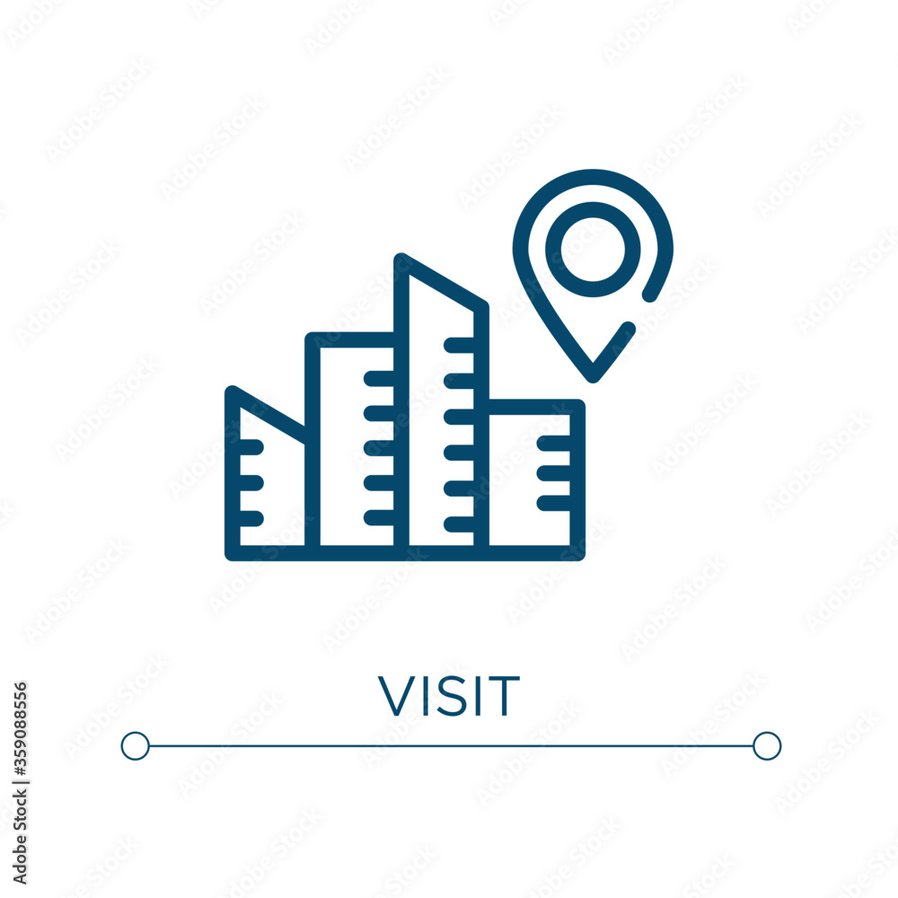 Get Visit Icon Visit icon. Linear vector illustration. Outline visit icon vector. Thin ...