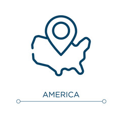 Poster - America icon. Linear vector illustration. Outline america icon vector. Thin line symbol for use on web and mobile apps, logo, print media.
