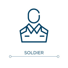 Aufkleber - Soldier icon. Linear vector illustration. Outline soldier icon vector. Thin line symbol for use on web and mobile apps, logo, print media.