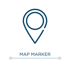 Poster - Map marker icon. Linear vector illustration. Outline map marker icon vector. Thin line symbol for use on web and mobile apps, logo, print media.