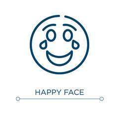 Wall Mural - Happy face icon. Linear vector illustration. Outline happy face icon vector. Thin line symbol for use on web and mobile apps, logo, print media.