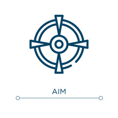 Poster - Aim icon. Linear vector illustration. Outline aim icon vector. Thin line symbol for use on web and mobile apps, logo, print media.