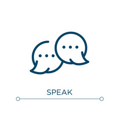 Poster - Speak icon. Linear vector illustration. Outline speak icon vector. Thin line symbol for use on web and mobile apps, logo, print media.