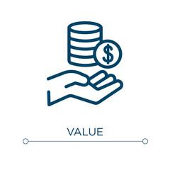 Poster - Value icon. Linear vector illustration. Outline value icon vector. Thin line symbol for use on web and mobile apps, logo, print media.