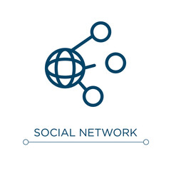 Aufkleber - Social network icon. Linear vector illustration. Outline social network icon vector. Thin line symbol for use on web and mobile apps, logo, print media.