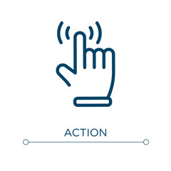 Poster - Action icon. Linear vector illustration. Outline action icon vector. Thin line symbol for use on web and mobile apps, logo, print media.