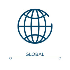 Poster - Global icon. Linear vector illustration. Outline global icon vector. Thin line symbol for use on web and mobile apps, logo, print media.
