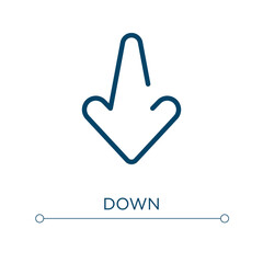 Poster - Down icon. Linear vector illustration. Outline down icon vector. Thin line symbol for use on web and mobile apps, logo, print media.