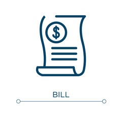 Poster - Bill icon. Linear vector illustration. Outline bill icon vector. Thin line symbol for use on web and mobile apps, logo, print media.