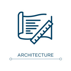 Fototapete - Architecture icon. Linear vector illustration. Outline architecture icon vector. Thin line symbol for use on web and mobile apps, logo, print media.