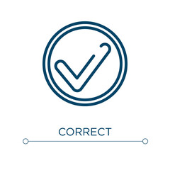 Poster - Correct icon. Linear vector illustration. Outline correct icon vector. Thin line symbol for use on web and mobile apps, logo, print media.