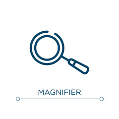 Wall Mural - Magnifier icon. Linear vector illustration. Outline magnifier icon vector. Thin line symbol for use on web and mobile apps, logo, print media.