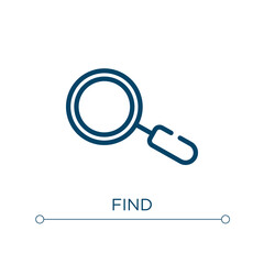 Poster - Find icon. Linear vector illustration. Outline find icon vector. Thin line symbol for use on web and mobile apps, logo, print media.