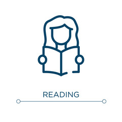 Poster - Reading icon. Linear vector illustration. Outline reading icon vector. Thin line symbol for use on web and mobile apps, logo, print media.