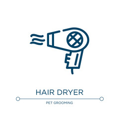 Poster - hair dryer icon. linear vector illustration from pet grooming collection. outline hair dryer icon ve