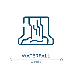 Wall Mural - Waterfall icon. Linear vector illustration from africa collection. Outline waterfall icon vector. Thin line symbol for use on web and mobile apps, logo, print media.