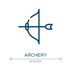 Poster - Archery icon. Linear vector illustration from wildlife collection. Outline archery icon vector. Thin line symbol for use on web and mobile apps, logo, print media.